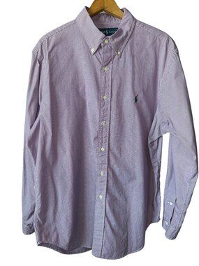 Ralph Lauren Purple Gingham Button-Down Shirt Long Sleeve 16 1/2 Classic Fit XXL